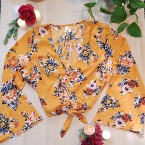 Mustard Live 4 Truth Floral Bell Sleeve Blouse